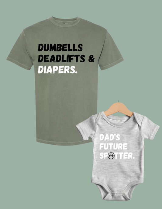 Dumbbells deadlifts and diapers